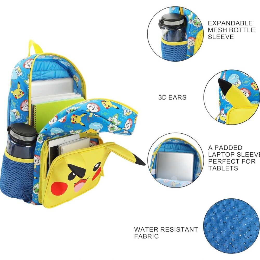 Pokemon Pikachu Kids Backpack and Utility Case Set - Picture 3 of 6